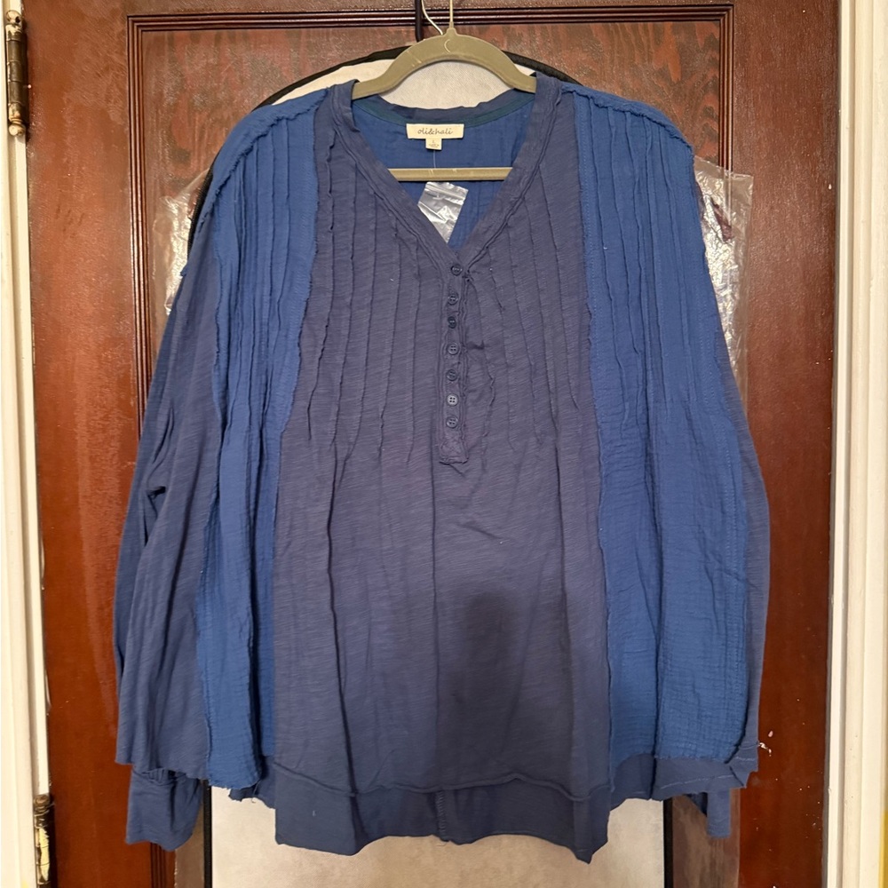Oli & Hali Blue Pleated Blouse